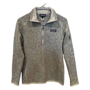 Patagonia women tan gray better sweater 1/4 zip pullover sweatshirt size small